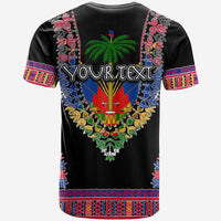 Custom Haiti T Shirt Dashiki Mix Coat Of Arms Black Style LT6 - Wonder Print Shop