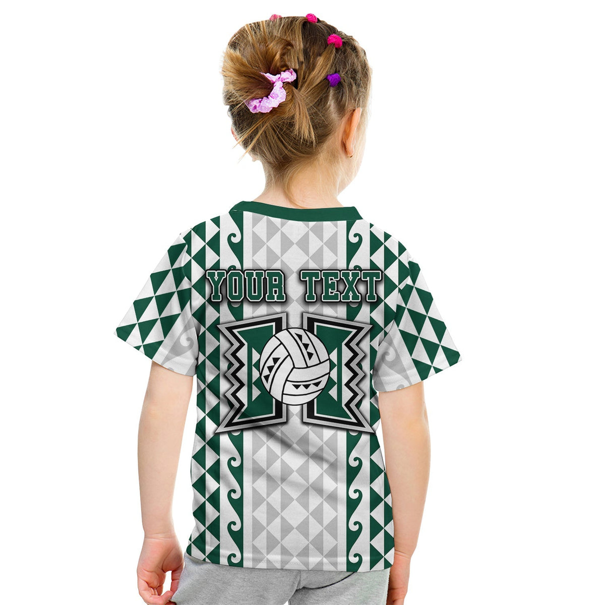Custom Hawaii Rainbow Wahine VolleybT Shirt KID LT6 - Wonder Print Shop