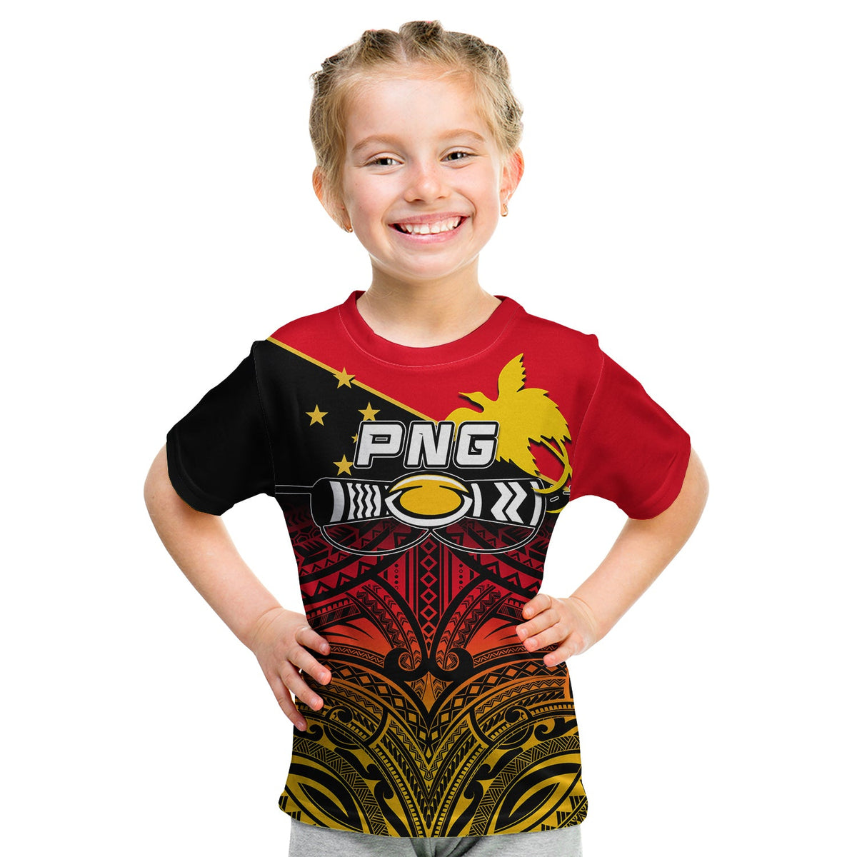 Custom Personalised And Number PNG Rugby The Kumuls T Shirt KID LT6 - Wonder Print Shop