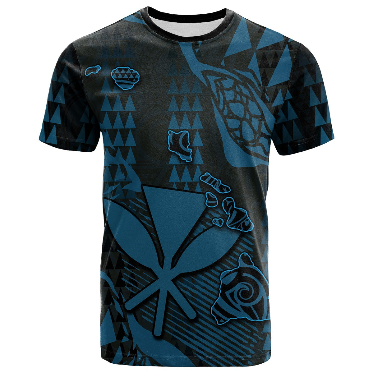 Custom Hawaii Kanaka Map T Shirt Blue Style LT6 - Wonder Print Shop