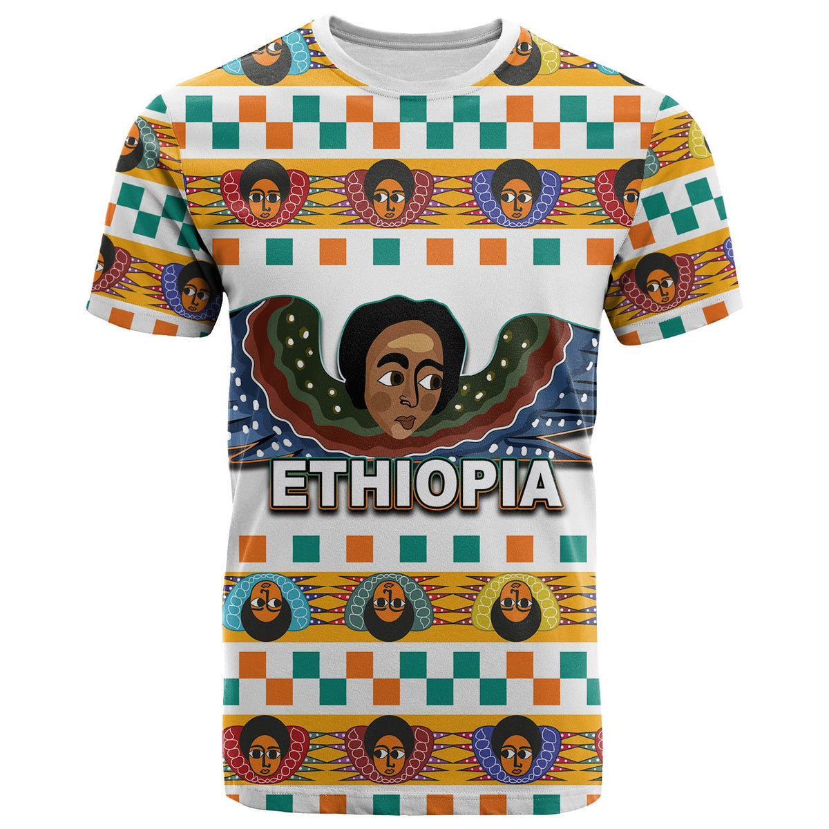 Custom Ethiopia T Shirt Ethiopian Church Angels White LT6 - Wonder Print Shop