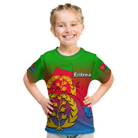 (Custom Personalised) Eritrea T Shirt KID Gradient Color Flag With Map LT6 - Wonder Print Shop