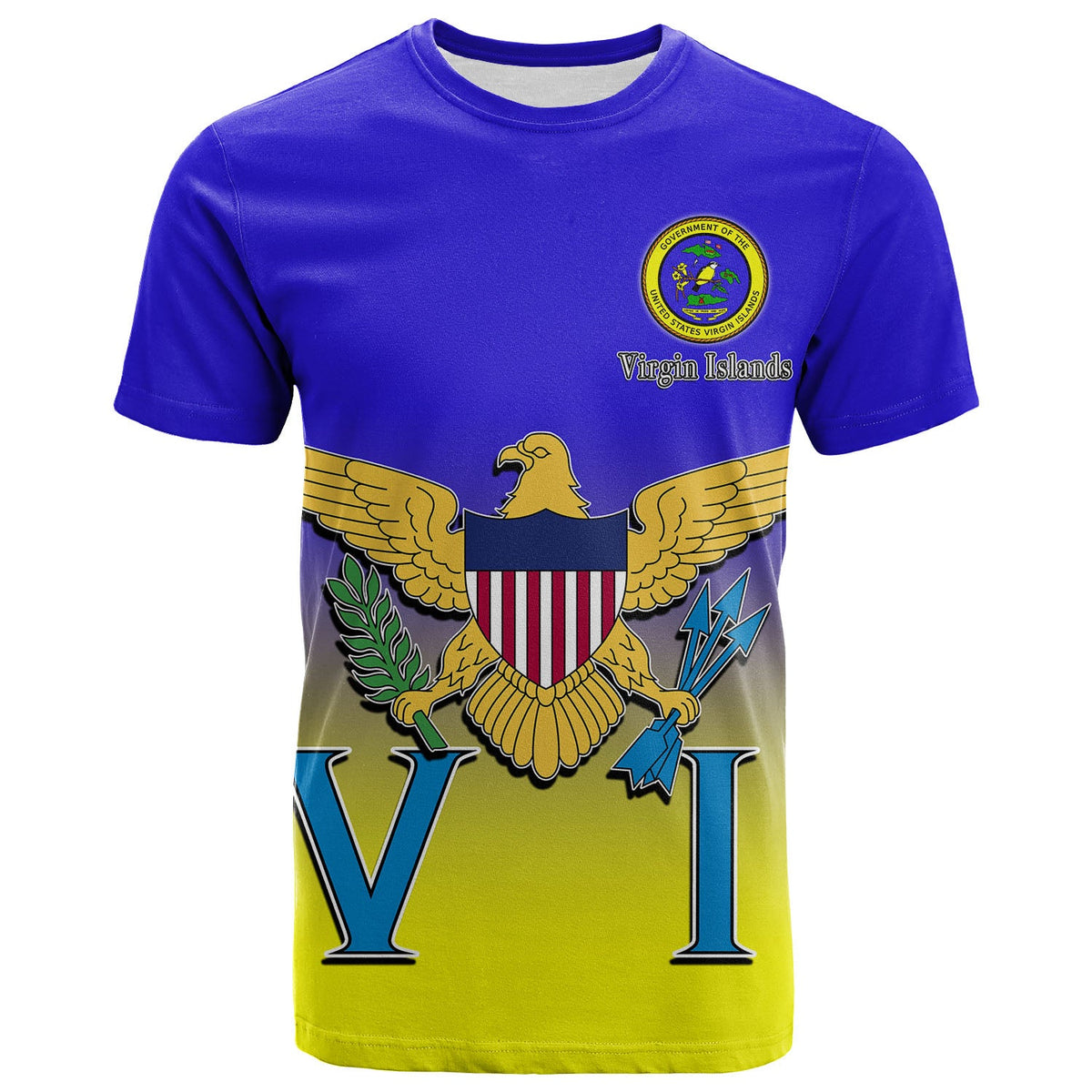 US Virgin Islands Coat Of Arms T Shirt Gradient Color Style No.1 LT6 - Wonder Print Shop