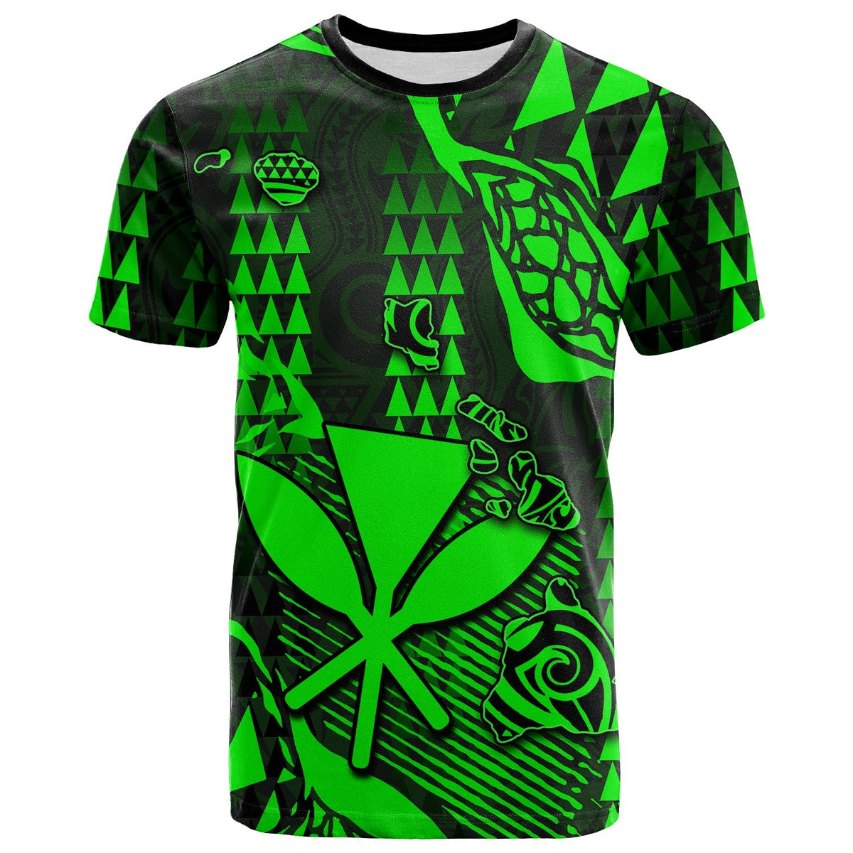 Custom Hawaii Kanaka Map T Shirt Green Style LT6 - Wonder Print Shop