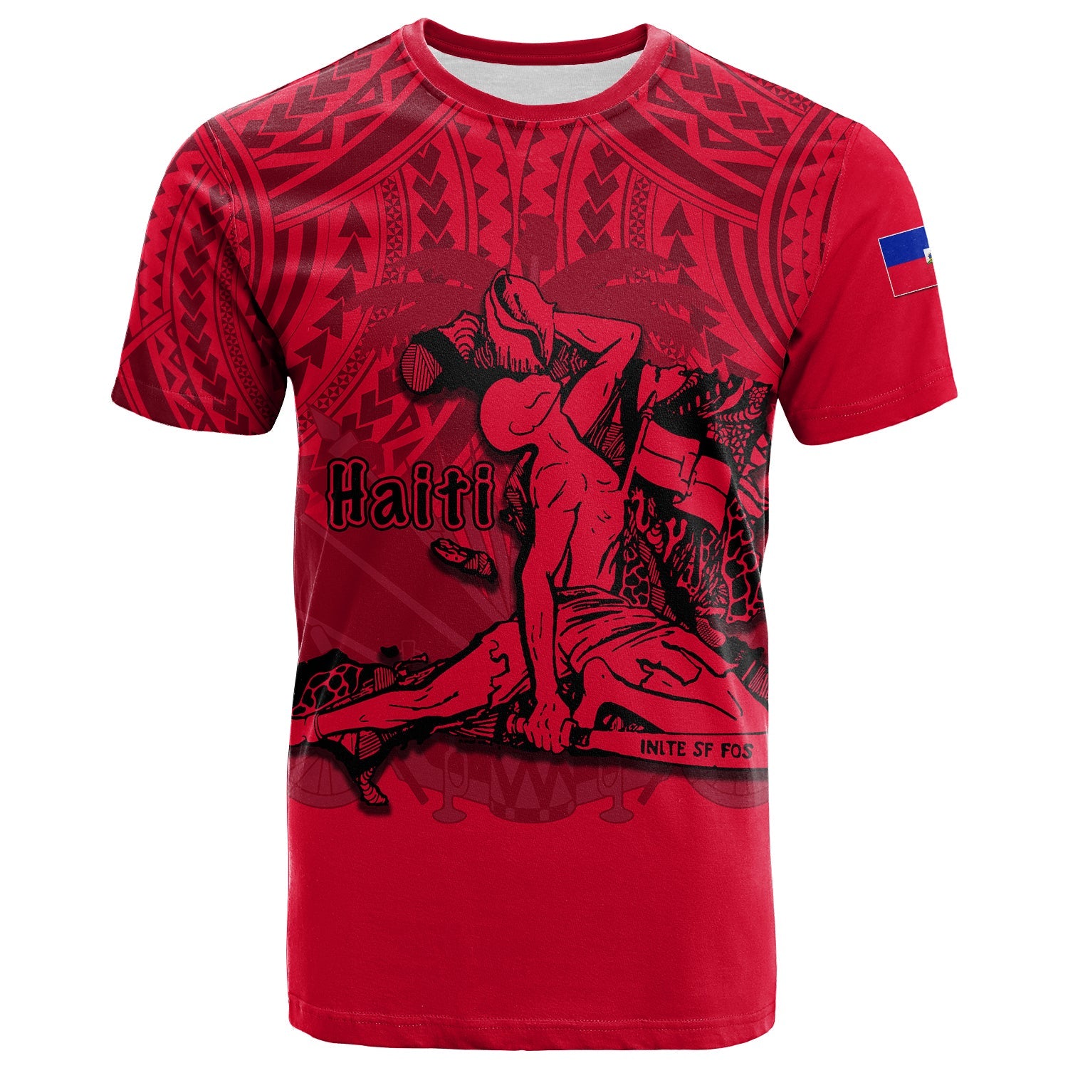 haiti-t-shirt-polynesian-neg-maron-custom-red-style