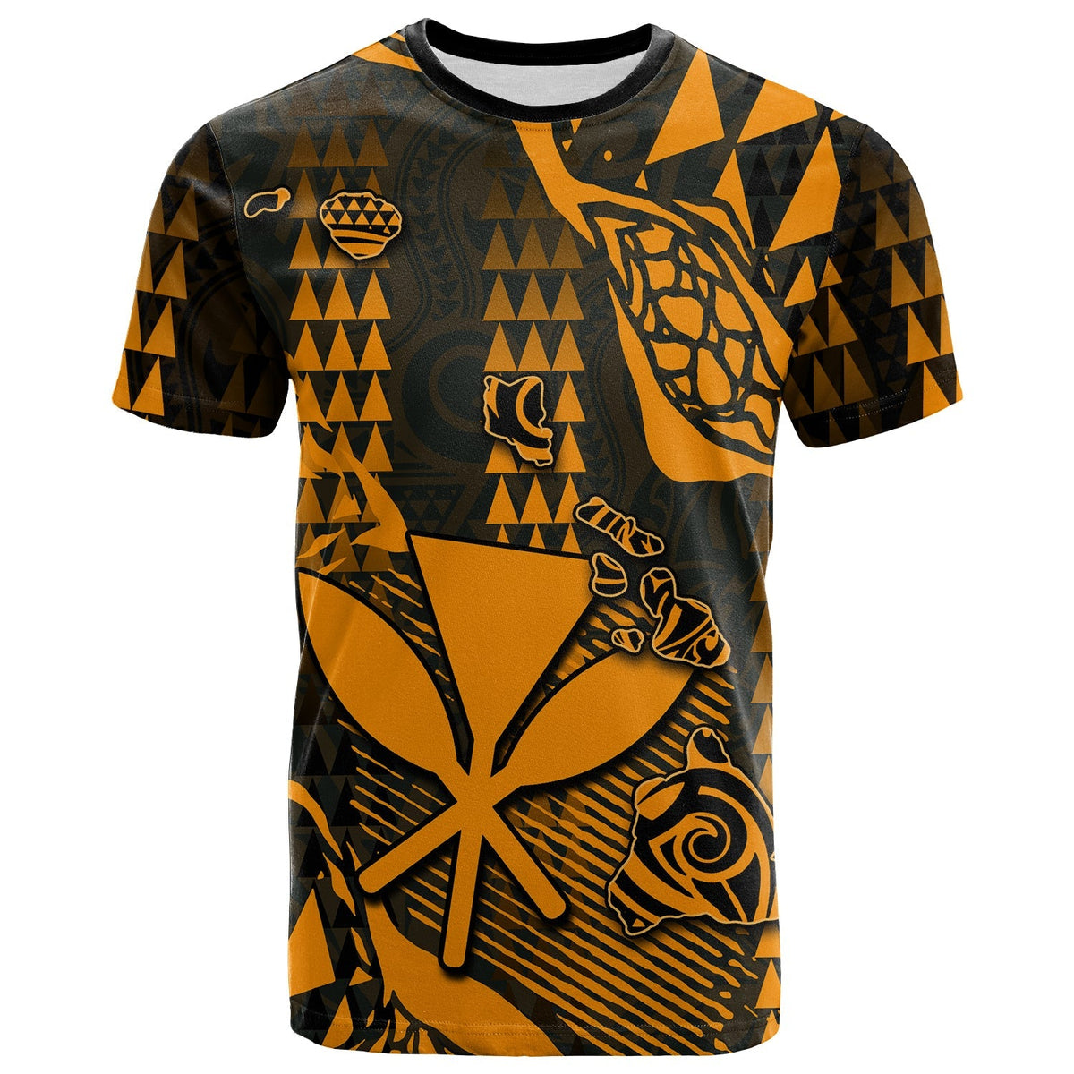 Custom Hawaii Kanaka Map T Shirt Orange Style LT6 - Wonder Print Shop