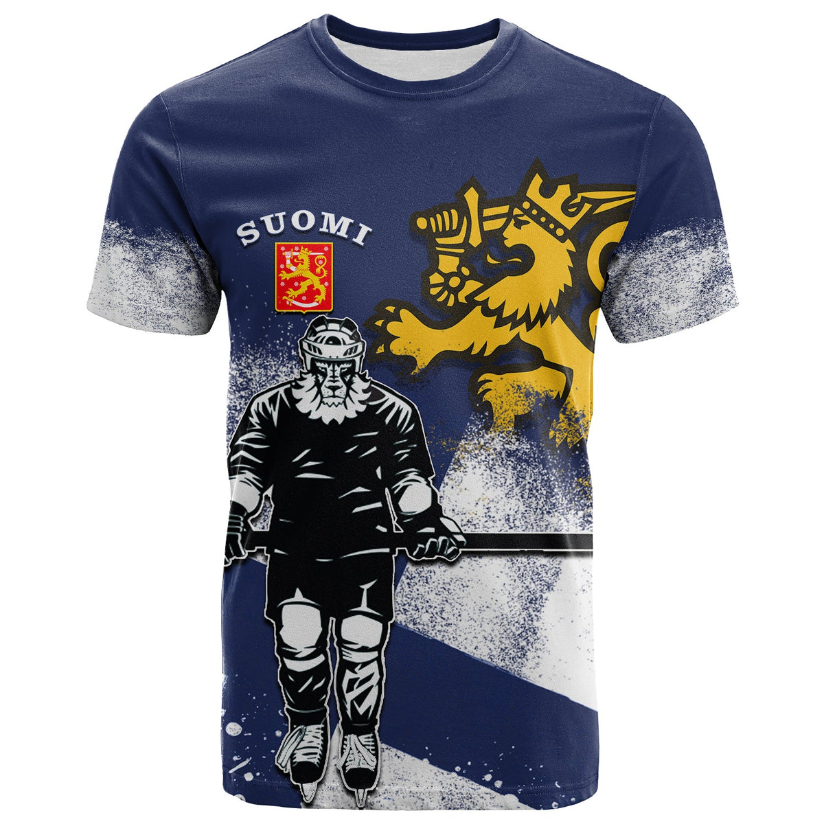 Custom Finland Hockey Suomi T Shirt Flag LT6 - Wonder Print Shop