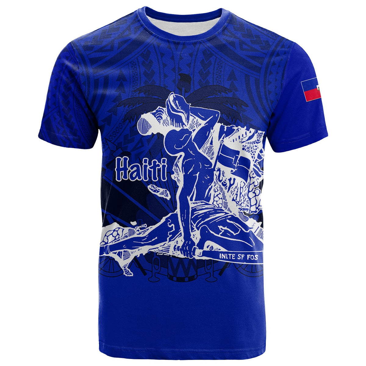 Haiti T Shirt Polynesian Neg Maron Custom Blue Style LT6 - Wonder Print Shop