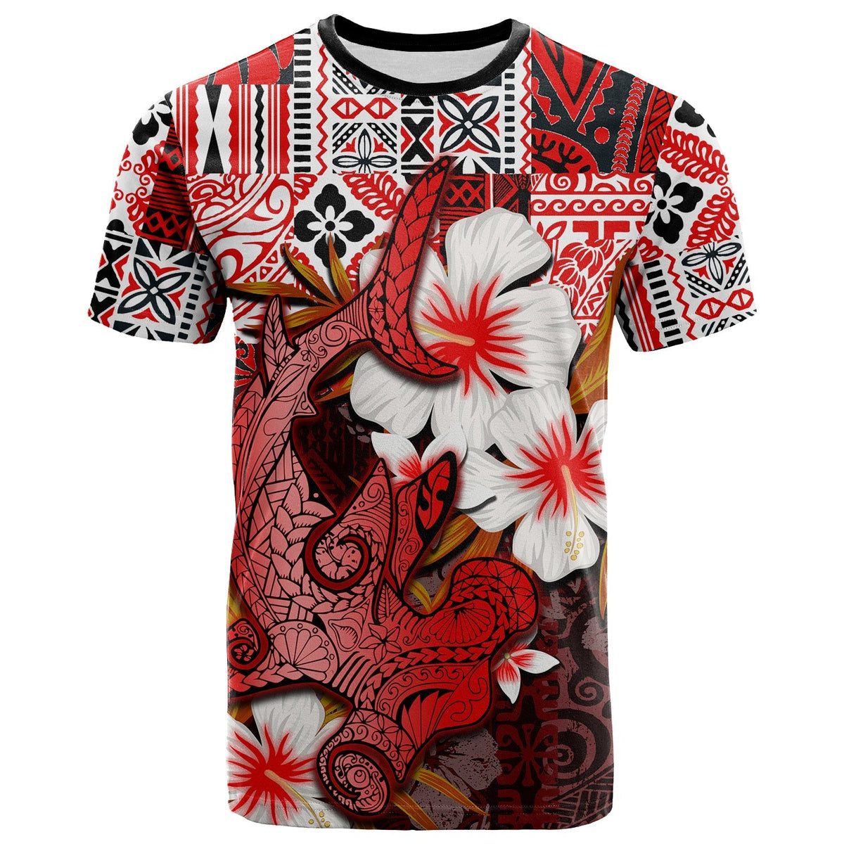 Custom Polynesian Hammerhead shark T Shirt Hawaii Style Red LT6 - Wonder Print Shop