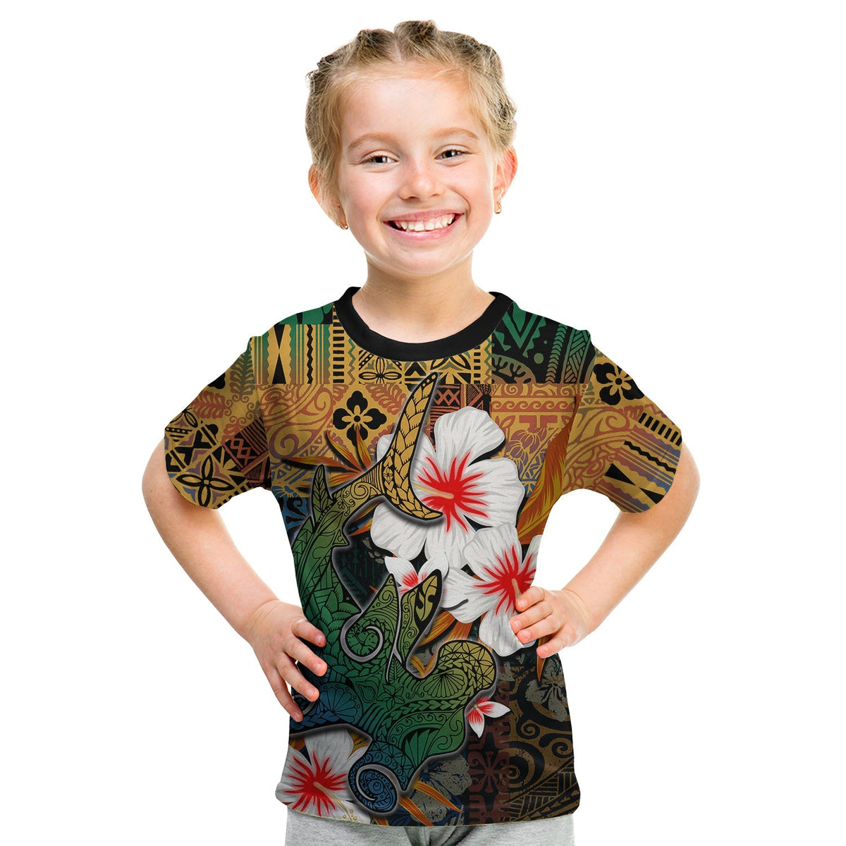 Custom Polynesian Hammerhead shark T Shirt KID Hawaii Style LT6 - Wonder Print Shop