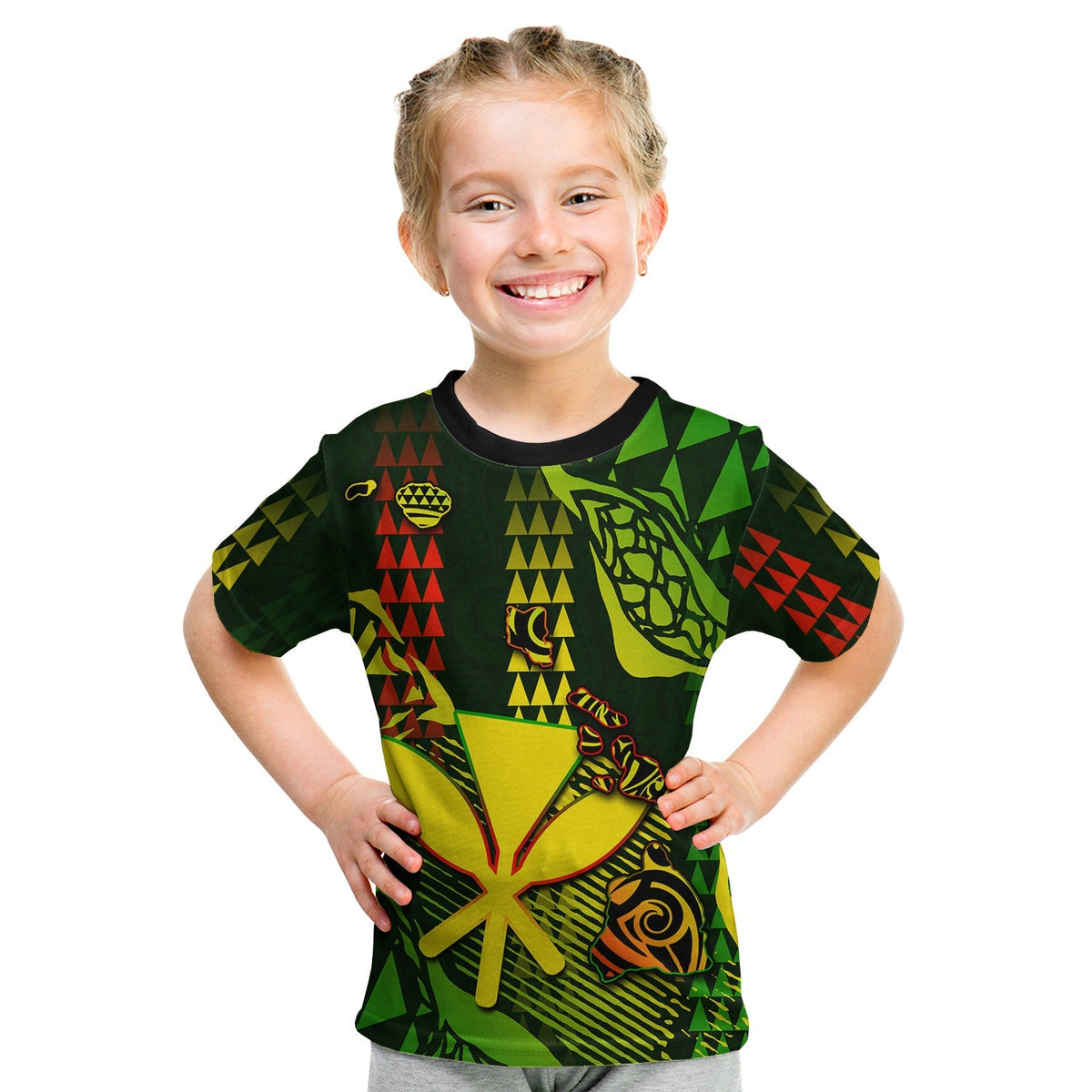 Custom Hawaii Kanaka Map T Shirt KID Hawaii Color Style LT6 - Wonder Print Shop