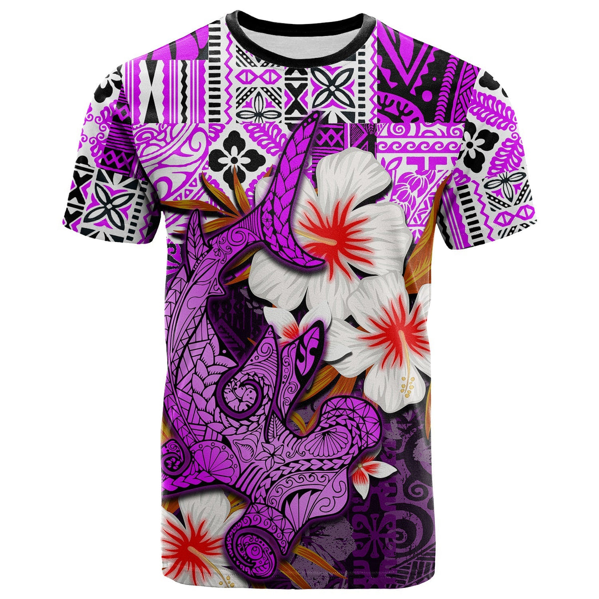 Custom Polynesian Hammerhead shark T Shirt Hawaii Style Purple LT6 - Wonder Print Shop