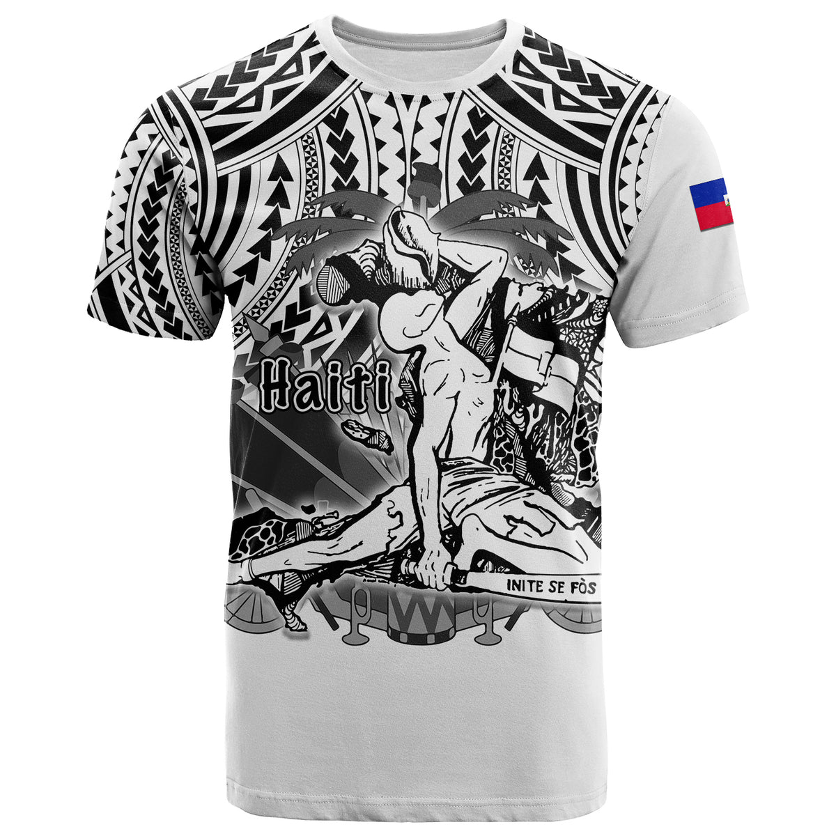 Haiti T Shirt Polynesian Neg Maron Custom White Style LT6 - Wonder Print Shop