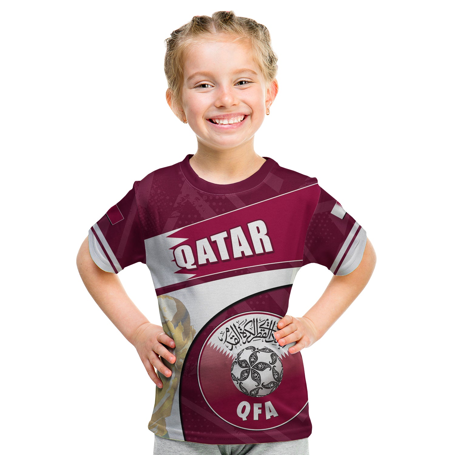 (Custom Personalised) Qatar World Cup 2022 T Shirt KID Basic Style
