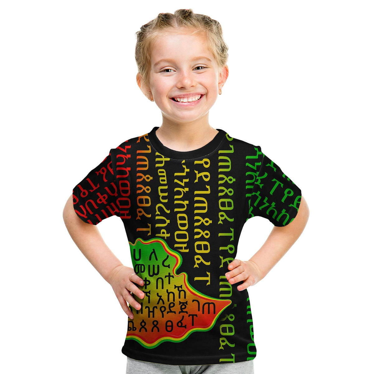 Ethiopia T Shirt KID Ethiopia Alphabet Patterns LT6 - Wonder Print Shop