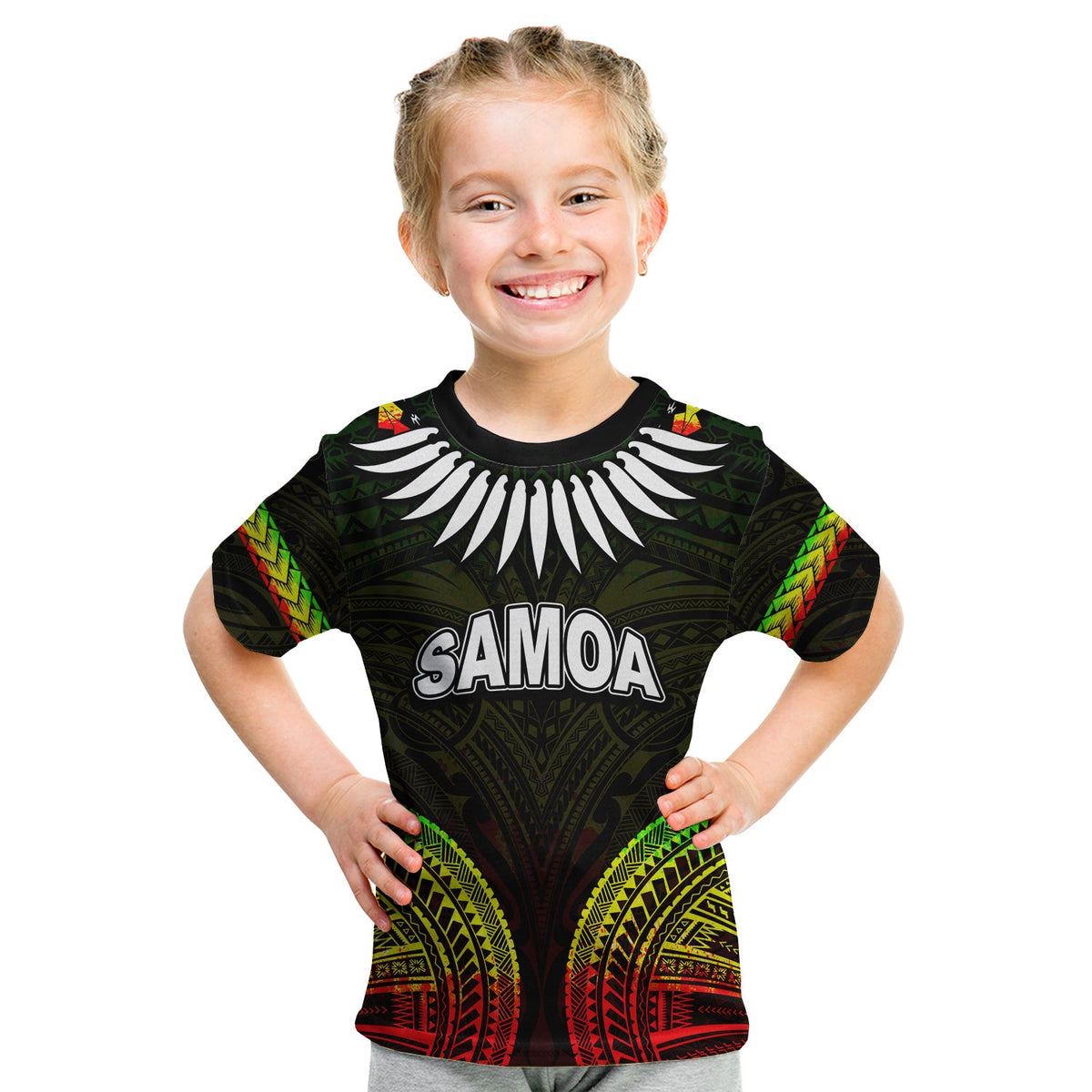 Custom Personalised Samoa Ula Nifo Tribal T Shirt KID Reggage Style LT6 - Wonder Print Shop