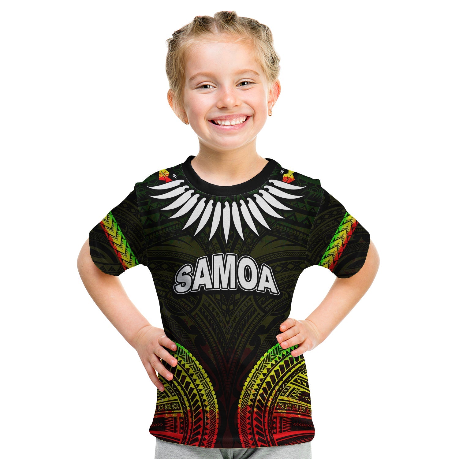 Custom Personalised Samoa Ula Nifo Tribal T Shirt KID Reggage Style LT6 - Wonder Print Shop