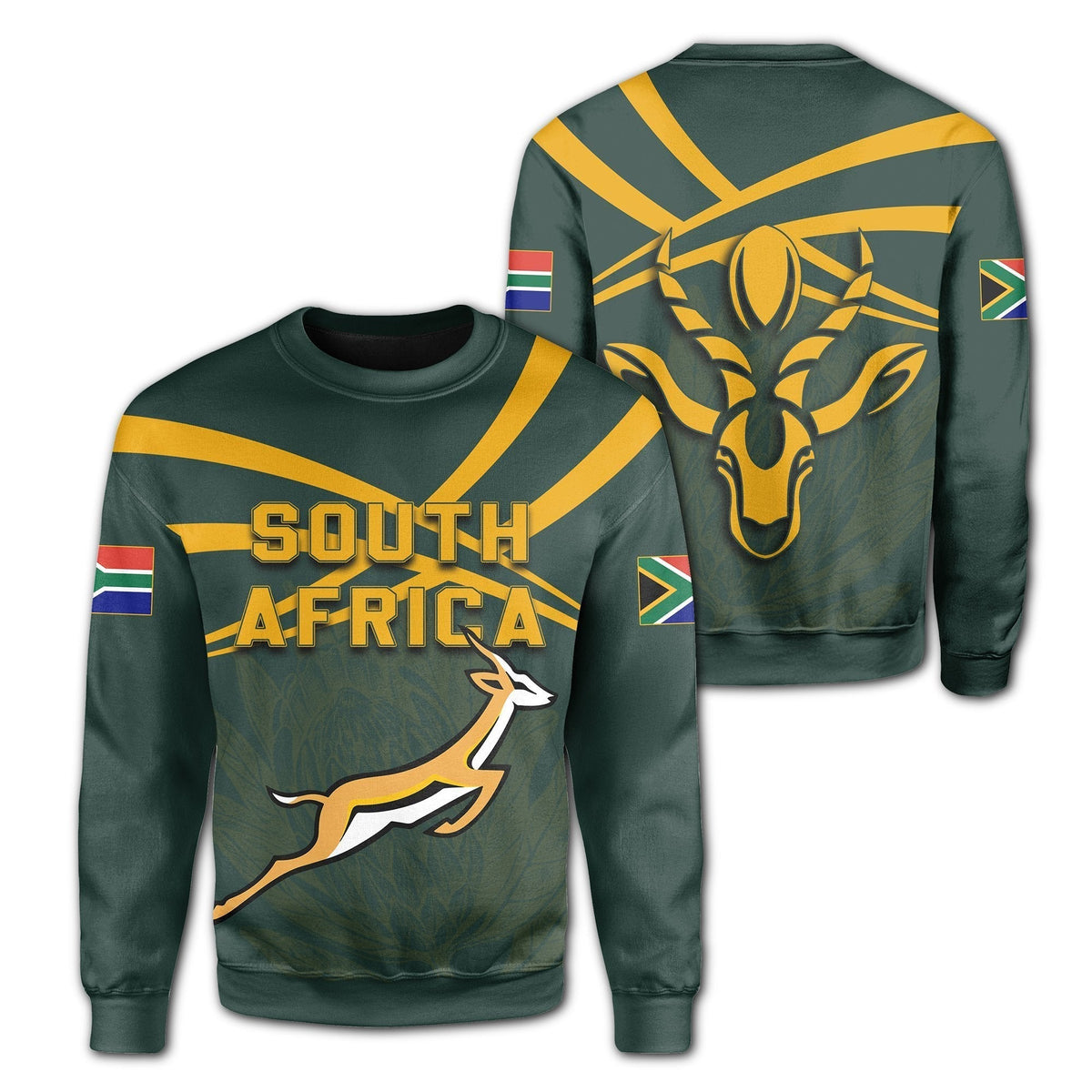 African Sweatshirt - South African Springbok Sweatshirt - Rugby Fan - Wonder Print Shop