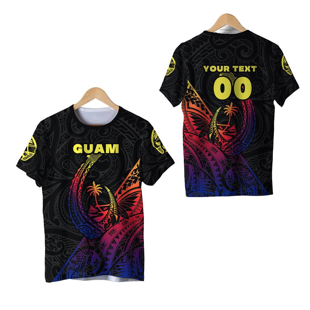 Custom Guam Rugby T Shirt Polynesian Patterns Style Gradient LT16 - Wonder Print Shop