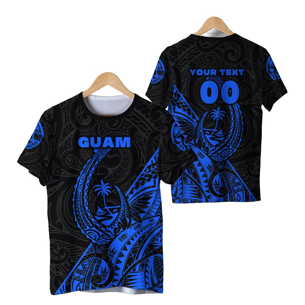 Custom Guam Rugby T Shirt Polynesian Patterns Style Blue LT16 - Wonder Print Shop