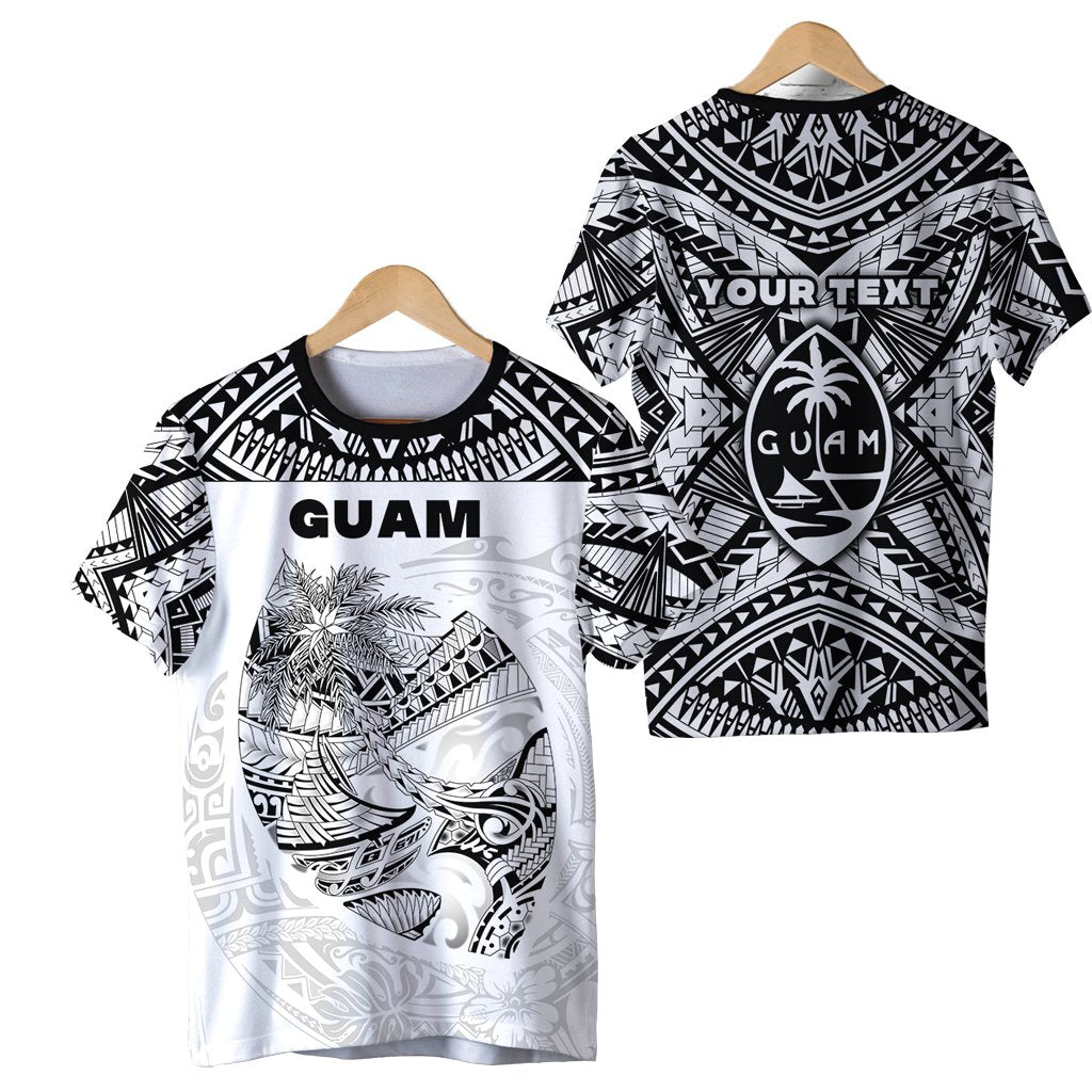 Custom Guam Rugby T Shirt Polynesian Patterns White LT16 - Wonder Print Shop