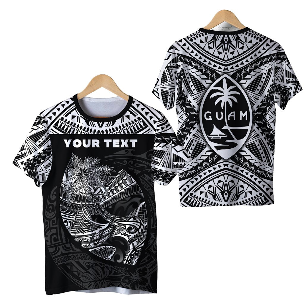 Custom Guam Rugby T Shirt Polynesian Patterns Black Ver.2 LT16 - Wonder Print Shop