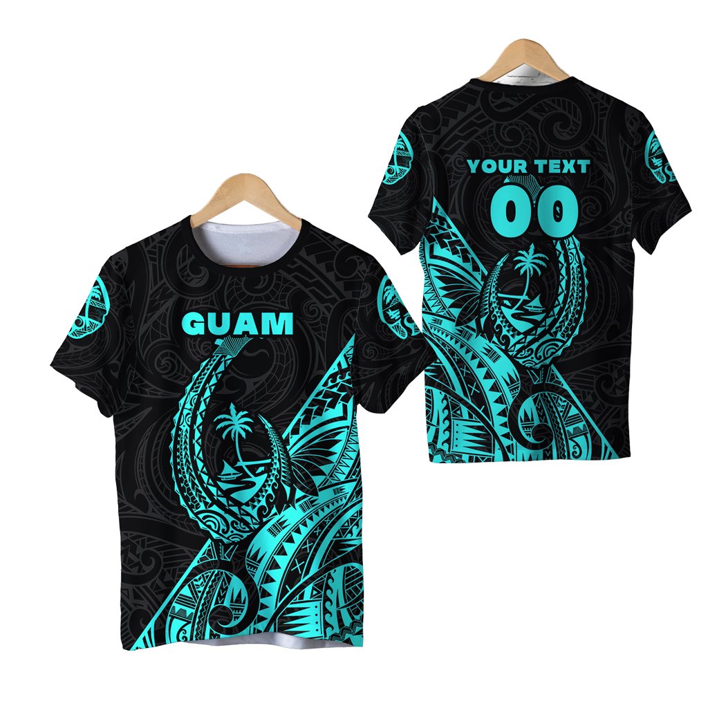 Custom Guam Rugby T Shirt Polynesian Patterns Style Turquoise LT16 - Wonder Print Shop