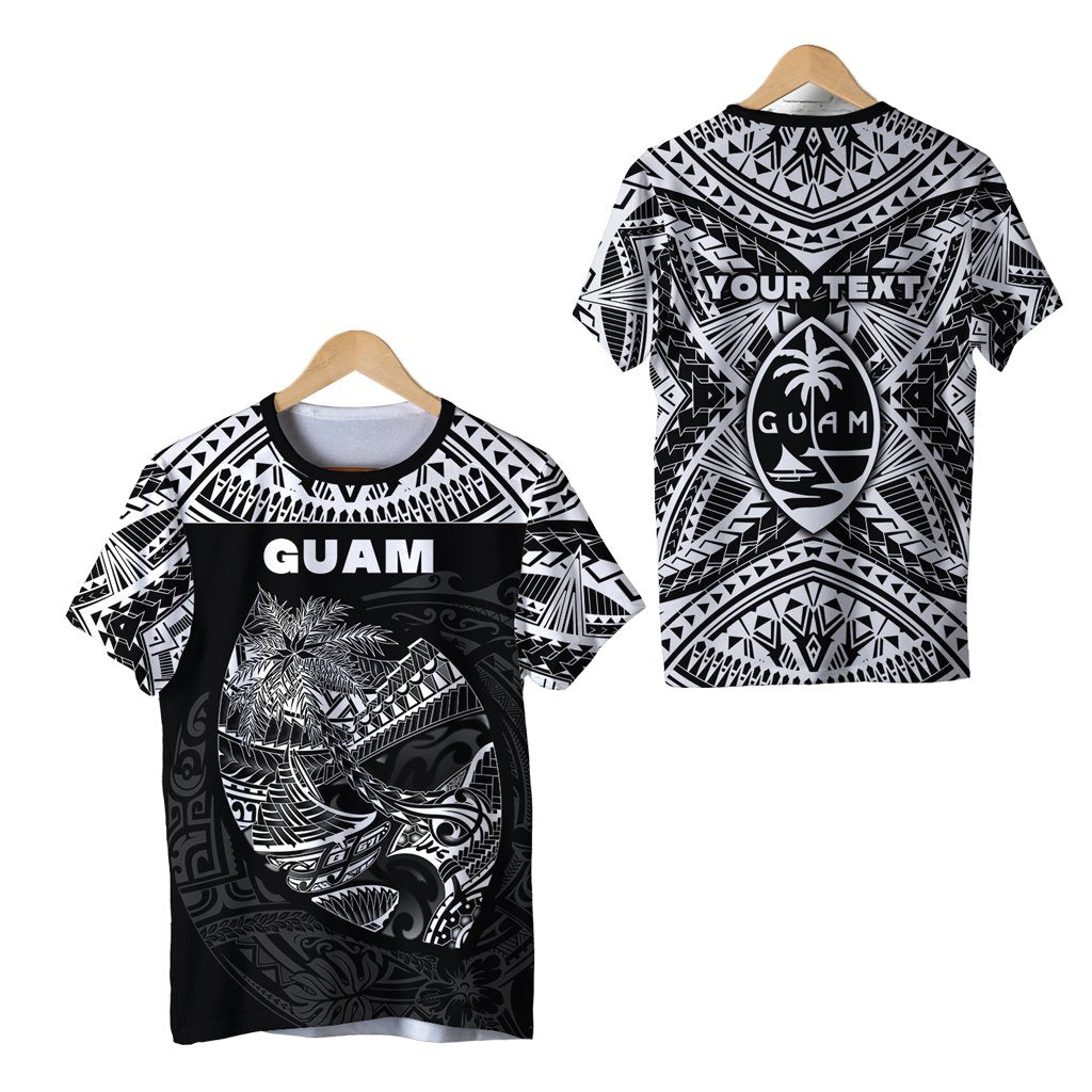 Custom Guam Rugby T Shirt Polynesian Patterns Black LT16 - Wonder Print Shop