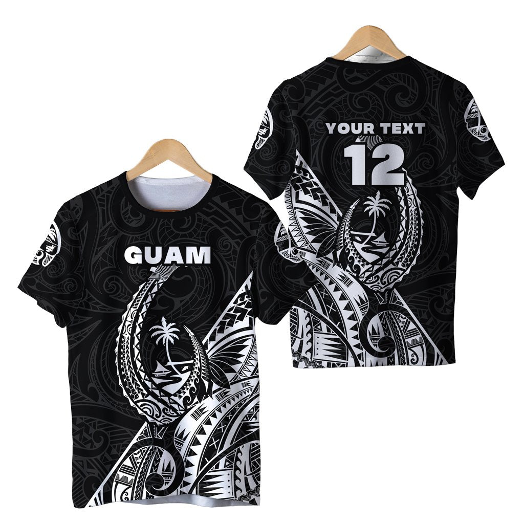 Custom Guam Rugby T Shirt Polynesian Patterns Style Black LT16 - Wonder Print Shop