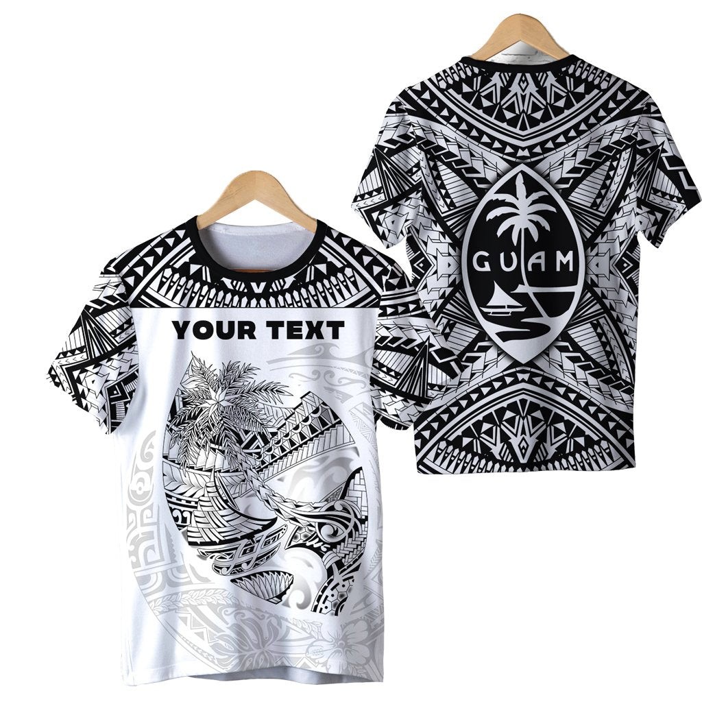 Custom Guam Rugby T Shirt Polynesian Patterns White Ver.2 LT16 - Wonder Print Shop