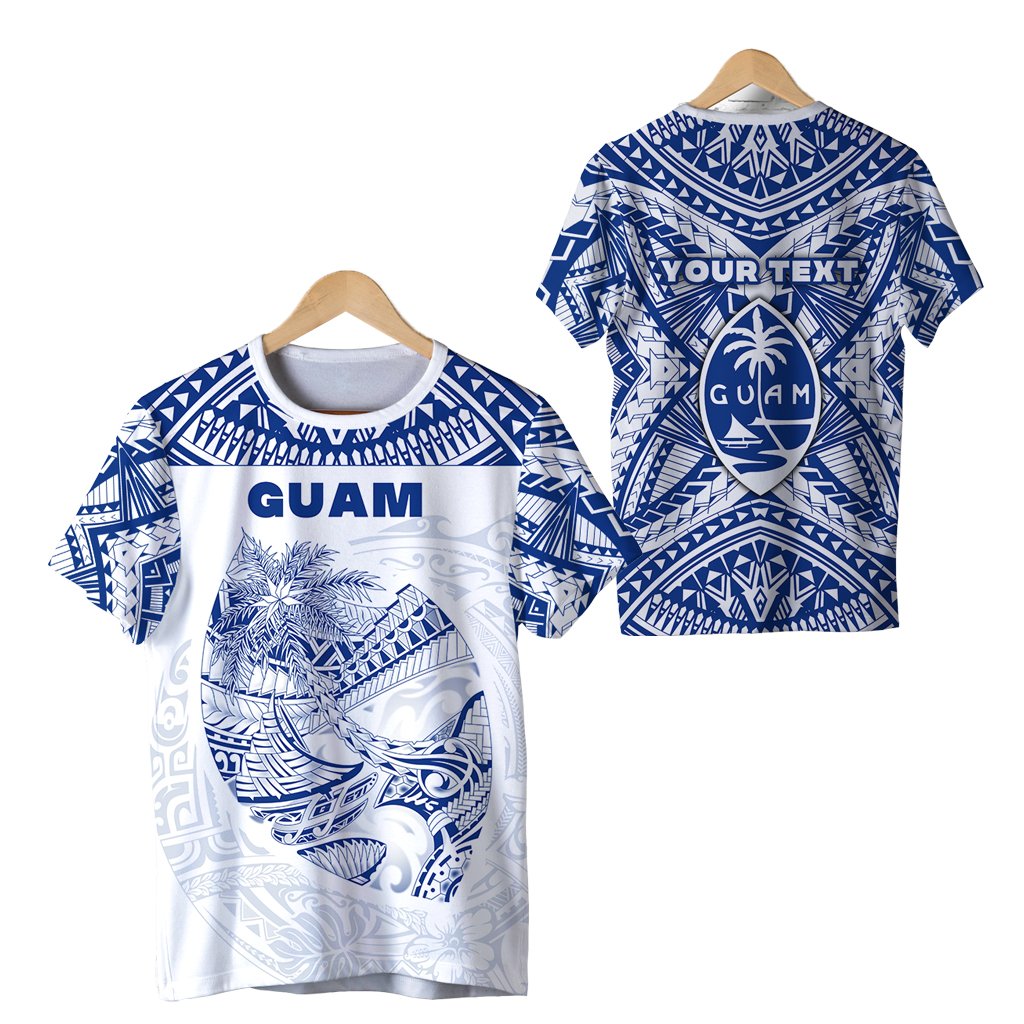 Custom Guam Rugby T Shirt Polynesian Patterns Blue LT16 - Wonder Print Shop