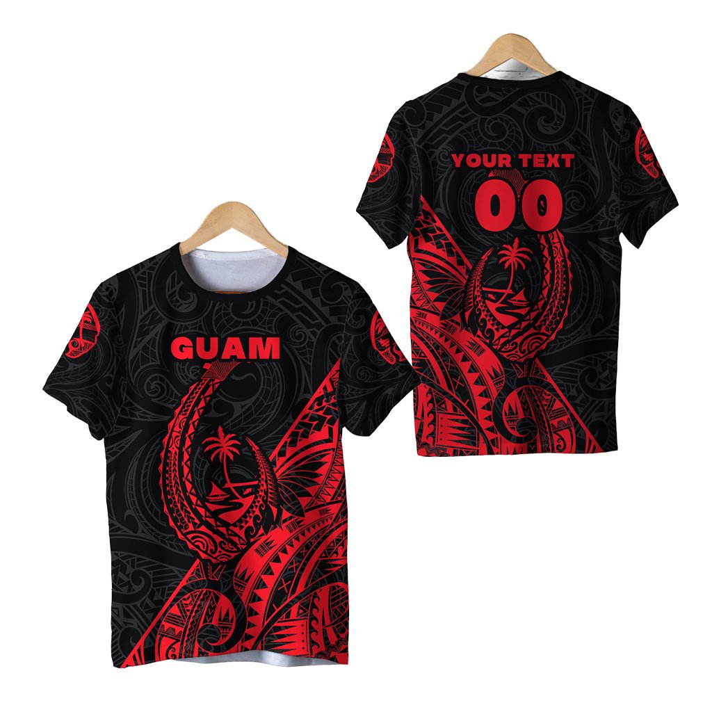 Custom Guam Rugby T Shirt Polynesian Patterns Style Red LT16 - Wonder Print Shop