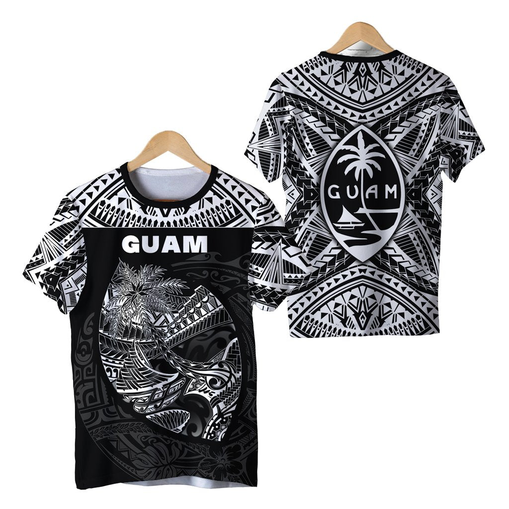 Guam Rugby T Shirt Polynesian Patterns Black Lt16 - Wonder Print Shop