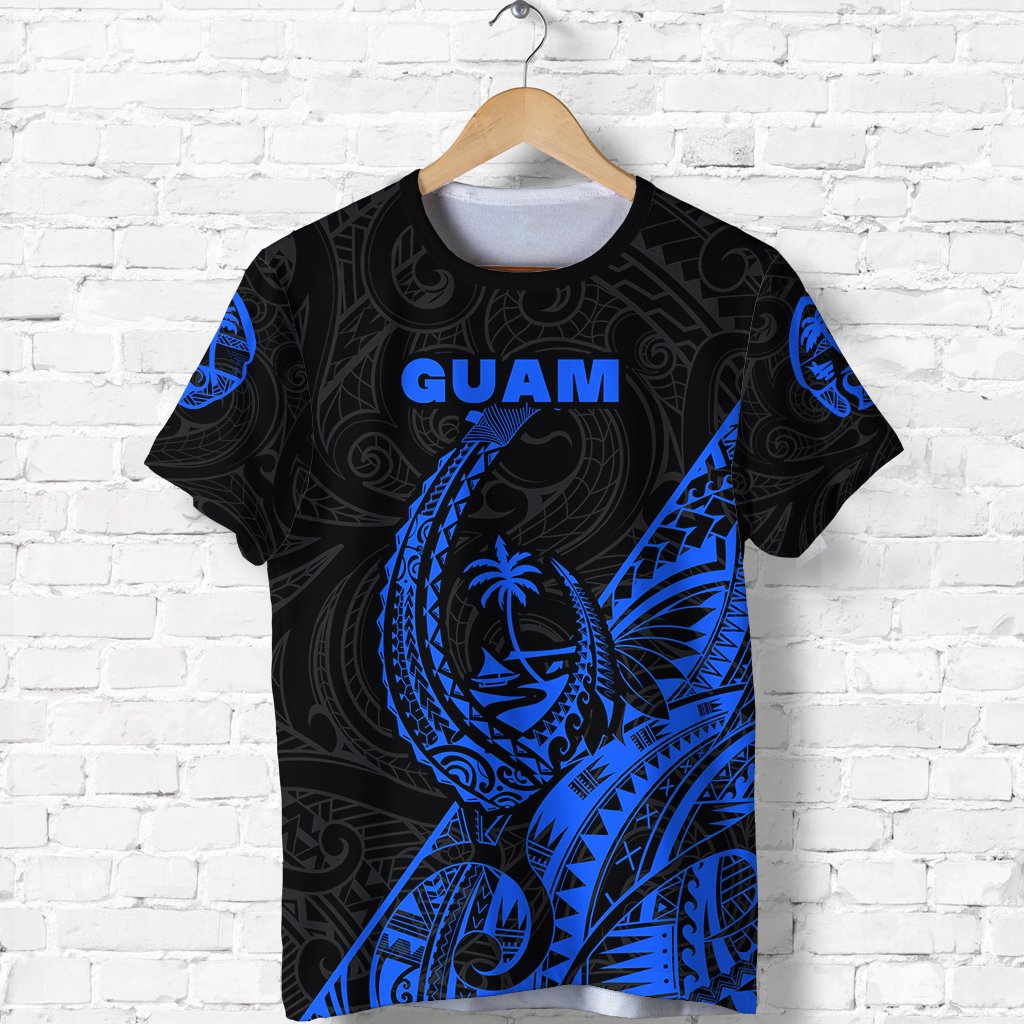 Custom Guam Rugby T Shirt Polynesian Patterns Style Blue LT16 - Wonder Print Shop