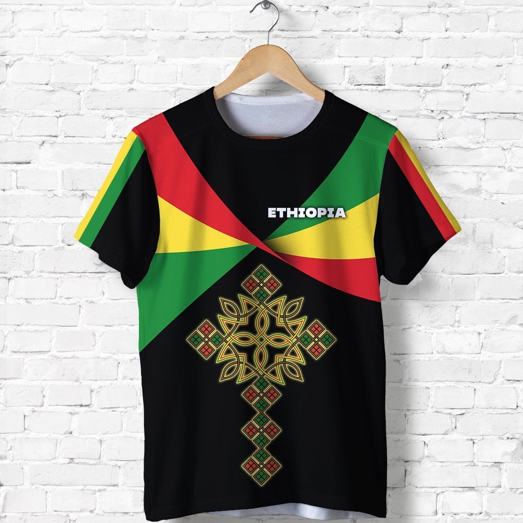 Custom Ethiopia T Shirt Stylized flags LT16 - Wonder Print Shop