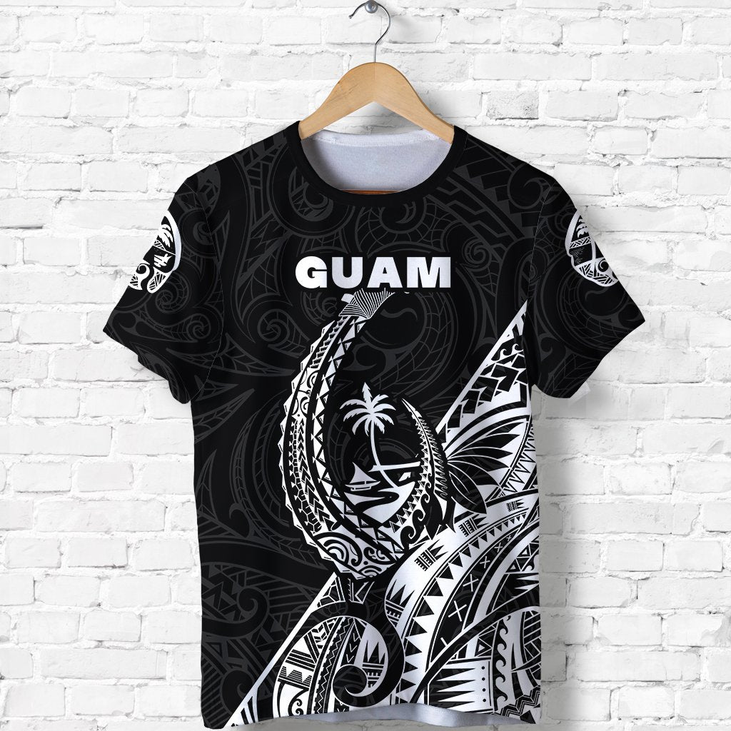Custom Guam Rugby T Shirt Polynesian Patterns Style Black LT16 - Wonder Print Shop