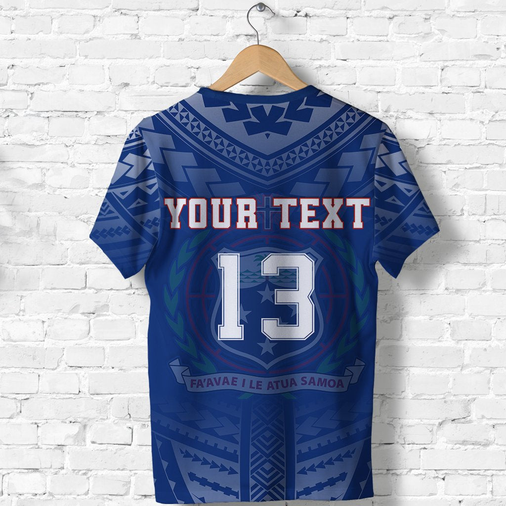 Custom Samoa T Shirt Simple Polynesian Custom Text and Number LT13 - Wonder Print Shop