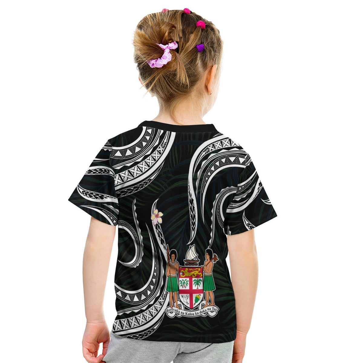 Custom Fiji Coat of Arms T Shirt KID Polynesian mix Coconut Pattern LT13 - Wonder Print Shop