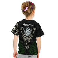 Aotearoa Fern T Shirt KID Maori Manaia and Fish LT13 - Wonder Print Shop