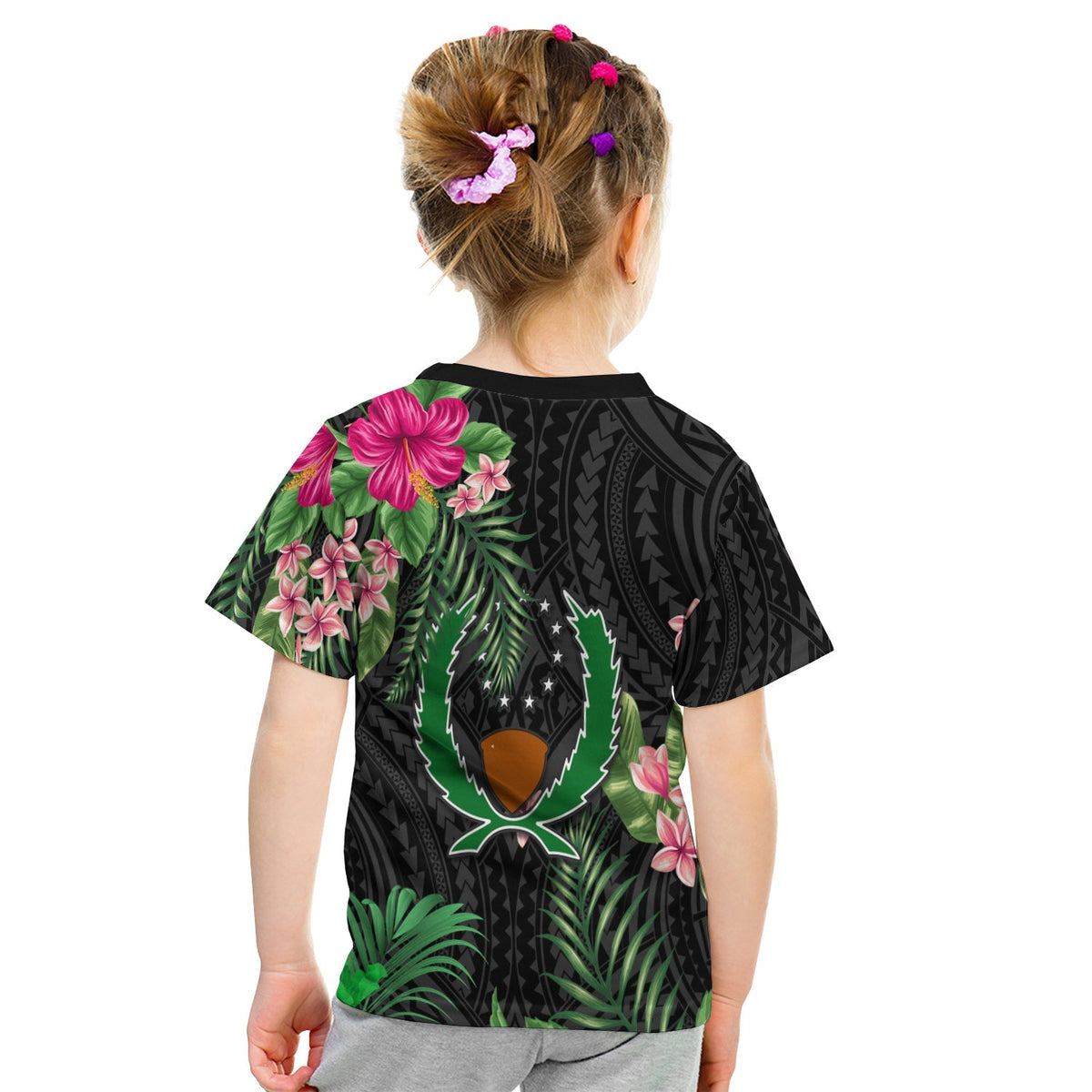Custom Pohnpei Micronesia T Shirt KID Tropical Flowers LT13 - Wonder Print Shop