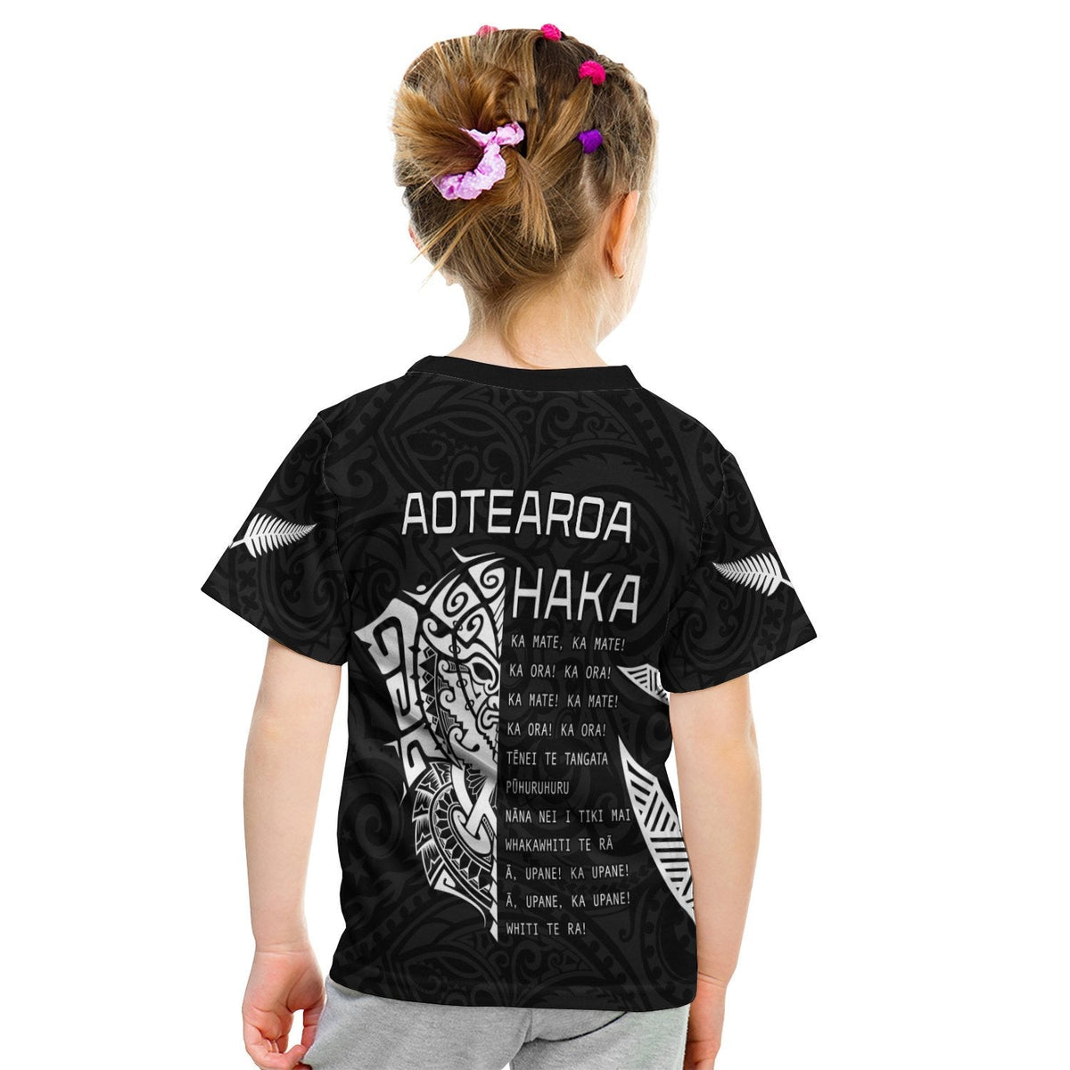 New Zealand Rugby T Shirt KID Haka All Blacks mix Ta Moko LT13 - Wonder Print Shop
