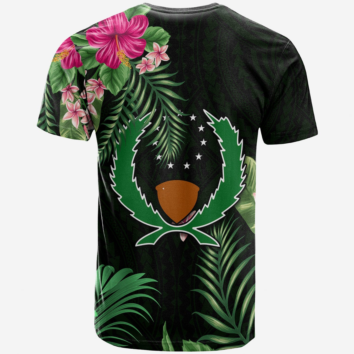 Custom Pohnpei Micronesia Green T Shirt Tropical Flowers LT13 - Wonder Print Shop