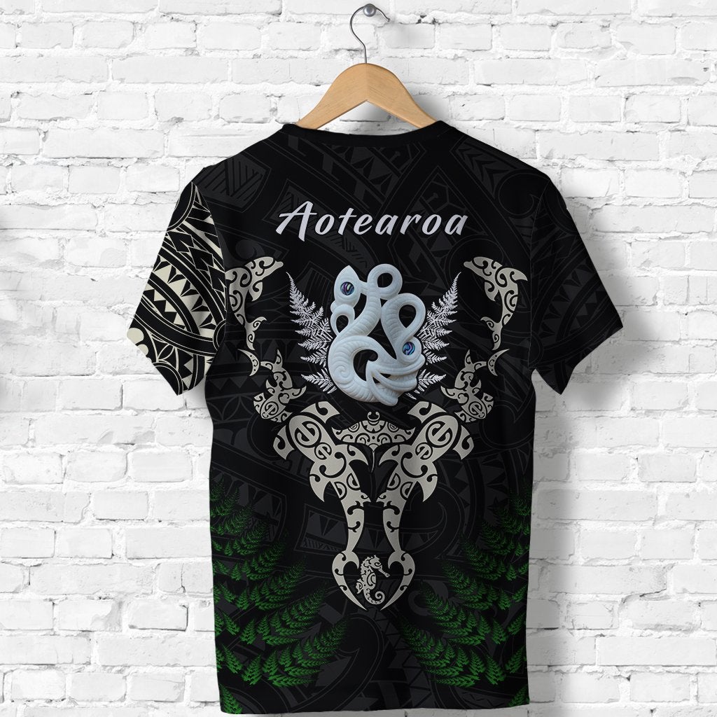 Aotearoa Fern T Shirt Maori Manaia and Fish LT13 - Wonder Print Shop