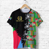 Custom Eritrea T Shirt with Special Knot and African Pattern Black Version LT13 - Wonder Print Shop