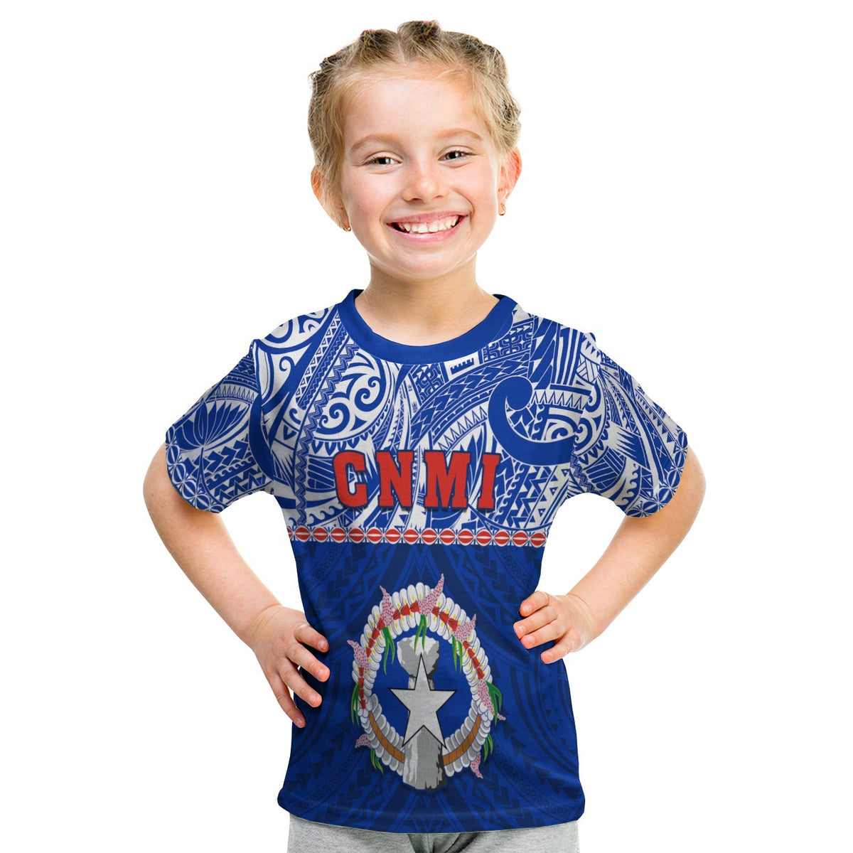 Custom Northern Mariana Islands T Shirt KID Polynesian CNMI Coat of Arms LT13 - Wonder Print Shop