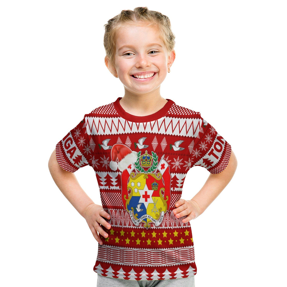 Tonga Kilisimasi Fiefia T Shirt KID Merry Christmas with Tongan Pattern LT13 - Wonder Print Shop