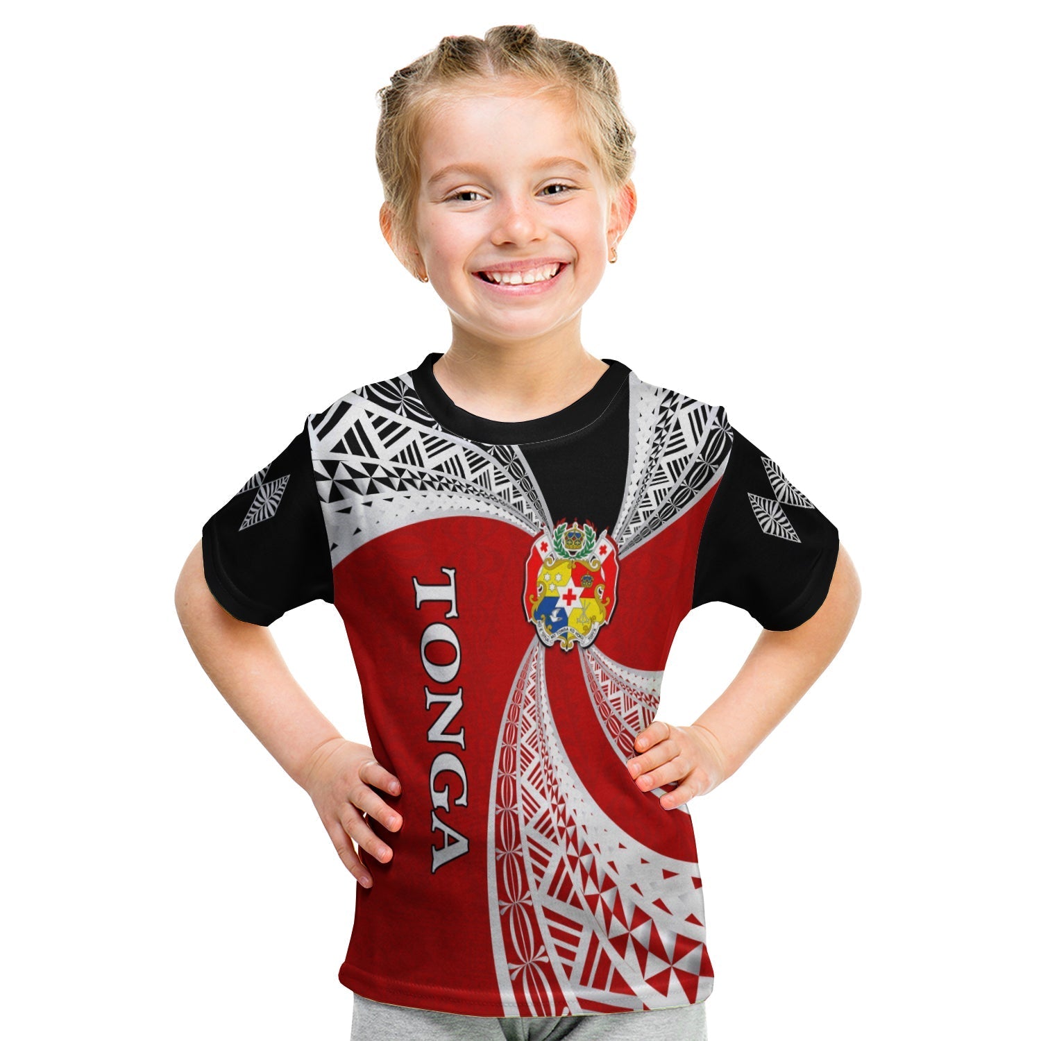 Tonga Distinctive T Shirt KID Tongan Tapa Pattern LT13 - Wonder Print Shop