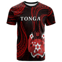 Red-and-black Tonga graphic T-shirt, “TONGA” front text and crest