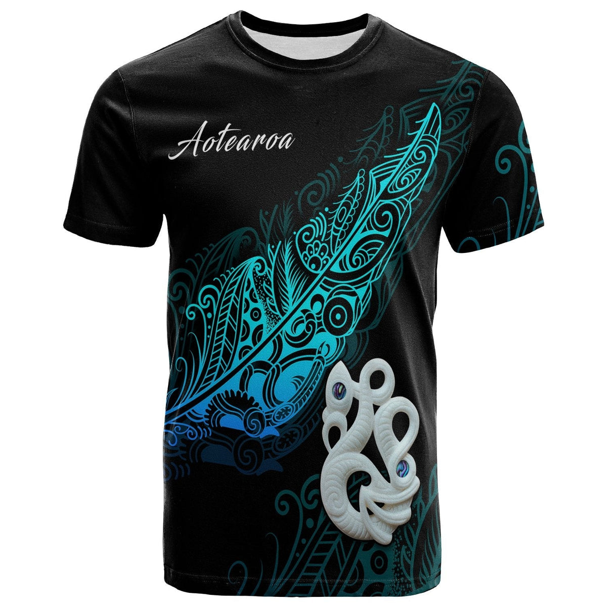 Aotearoa T Shirt Fern Mix Manaia Matau LT13 - Wonder Print Shop