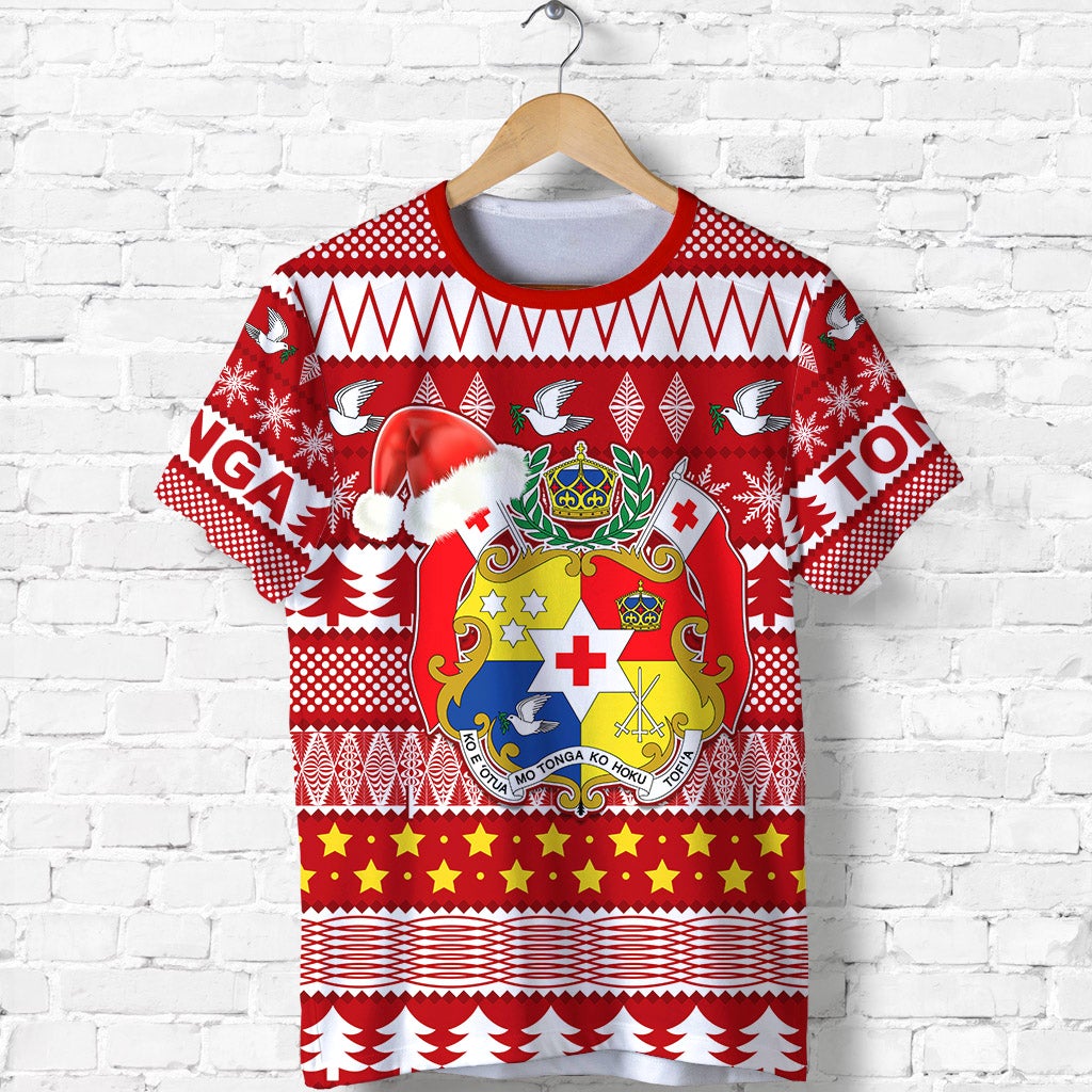 Tonga Kilisimasi Fiefia T Shirt Merry Christmas with Tongan Pattern LT13 - Wonder Print Shop